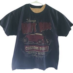 Vtg Johnny’s Hot Rods Roadster Car T-Shirt Sz XL Short Sleeve Black Classic Cars